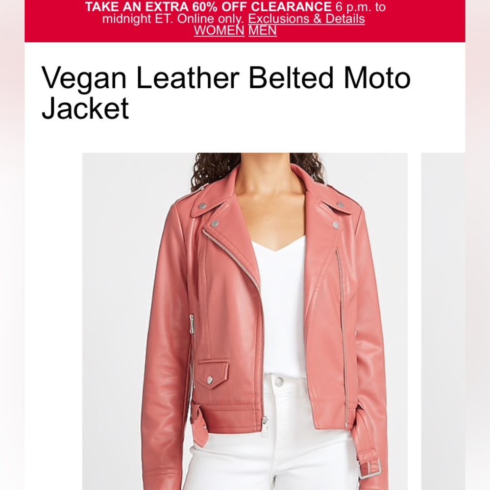 Express Women's Vegan Leather Belted Moto Jacket